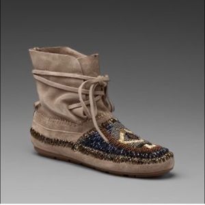 House of Harlow beaded moccasin.